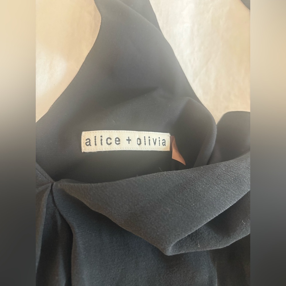 Alice + Olivia Vintage Silk Black Mini Dress: - Picture 5 of 6